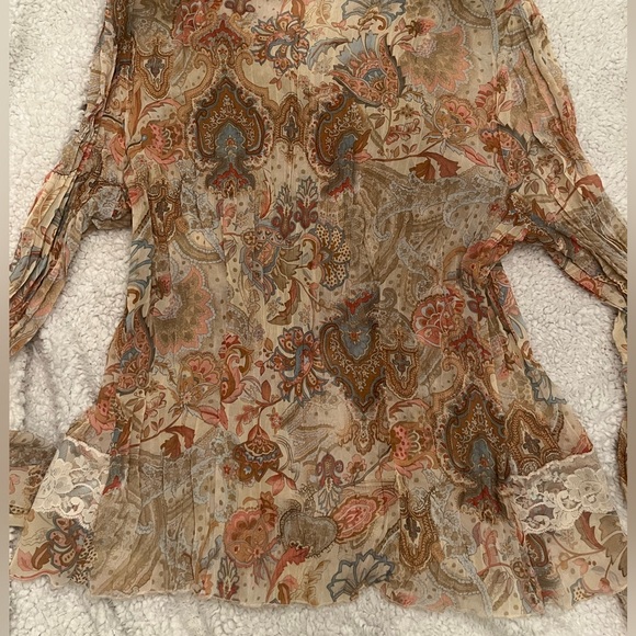 Sheer/Paisley pattern with Lace-Collared Button Down Shirt-Practical Magic vibes - Picture 2 of 6